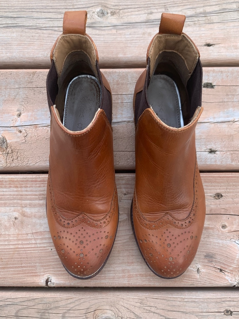 Brown Leather Ankle Cowboy Western Boots Booties Cox Size 37 women’s 7 - Picture 3 of 10